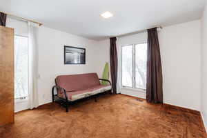 Sitting room with carpet floors