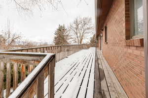 View of snow covered deck