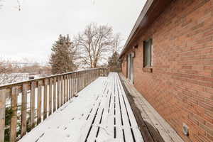 View of snow covered deck