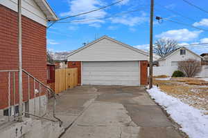 View of snow covered garage