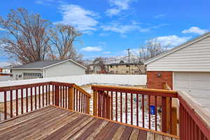 View of snow covered deck