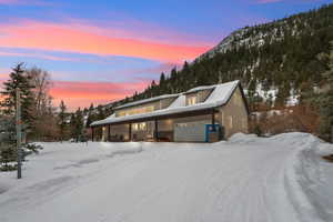 View of front of home with a garage