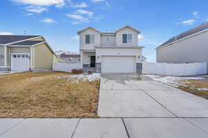 Front facade with a garage