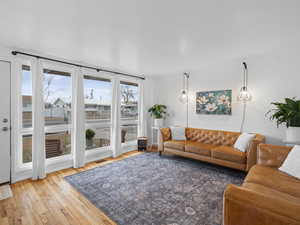 Living room featuring hardwood / wood-style flooring