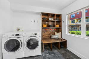 Laundry area featuring washing machine and dryer