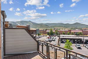 Balcony with a mountain view