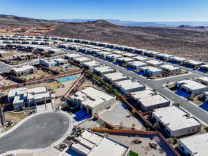 Aerial view featuring a mountain view