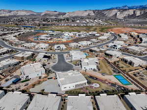 Bird's eye view with a mountain view