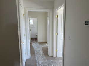 Hall with baseboards and carpet flooring