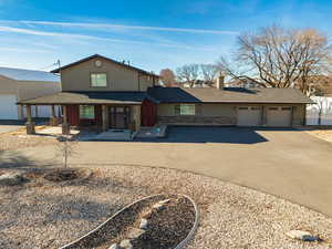 View of front of home with a garage