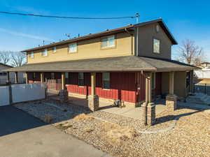 View of front of home featuring a patio