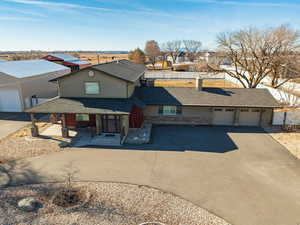 View of front of property with a garage