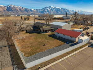 Drone / aerial view featuring a mountain view