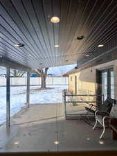 View of snow covered patio