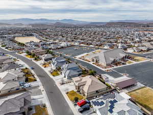 Aerial view featuring a mountain view