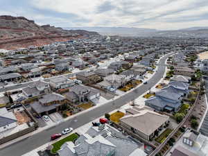 Bird's eye view with a mountain view