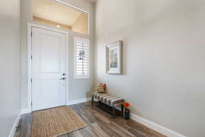 Entrance foyer featuring dark hardwood / wood-style floors