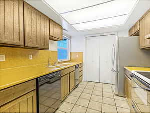 Kitchen with Dishwasher, Disposal, Trash Compactor, Filtered Cold Water Tap, Fridge, Pantry & Stove