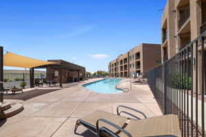 View of pool featuring a patio area