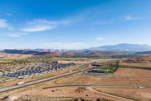 Drone / aerial view featuring a mountain view