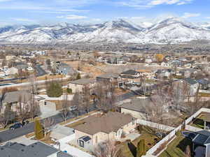 Aerial view featuring a mountain view