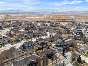 Aerial view featuring a mountain view