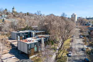 Birds eye view of property featuring a city view