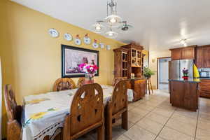 View of tiled dining area