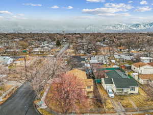 Aerial view featuring a mountain view