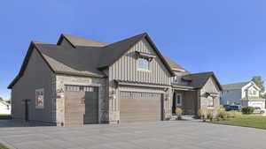 View of front of property with a garage