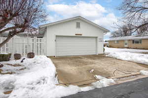 View of snow covered garage