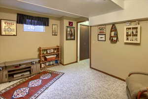 Sitting room with carpet floors