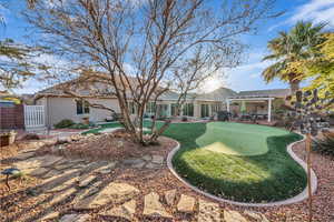 View of yard with a patio and a pergola