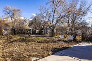 View of yard with a patio area and a mountain view