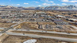 Bird's eye view with a mountain view