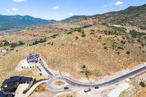 Aerial view featuring a mountain view