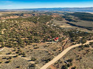 Drone / aerial view featuring a mountain view