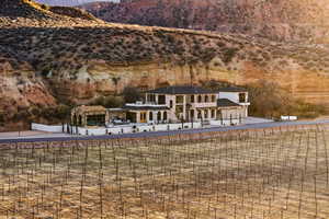 View of front of home featuring a mountain view