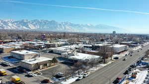 Aerial view featuring a mountain view