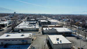 Bird's eye view with a mountain view