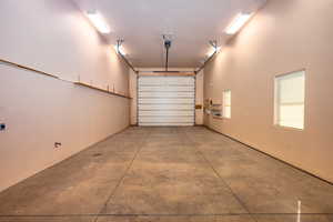 View from inside the RV garage looking towards the entry.