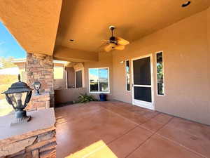 View of patio / terrace with ceiling fan