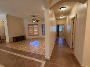 Corridor with tile patterned floors