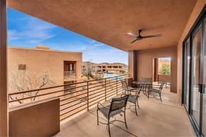 Balcony with ceiling fan