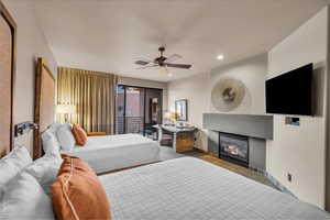 Bedroom featuring ceiling fan