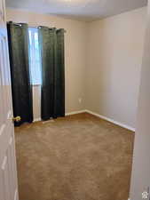 Unfurnished room featuring carpet