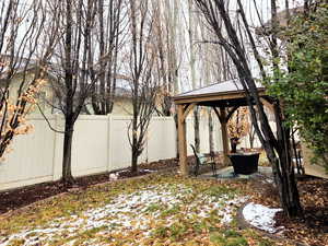 View of backyard with a gazebo