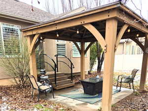 View of patio with gazebo