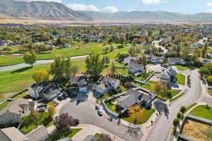 Aerial view featuring a mountain view