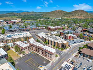 Bird's eye view with a mountain view